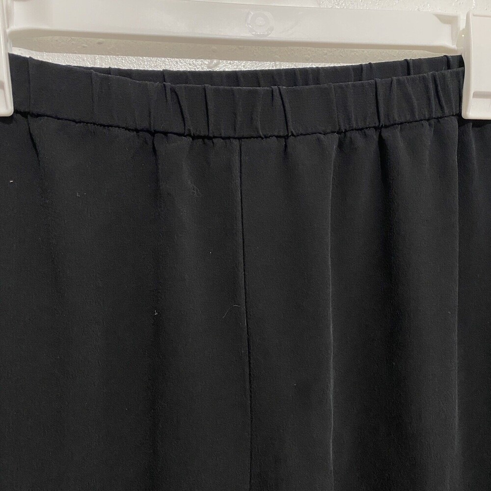 Eileen Fisher System Silk Georgette Straight Sz Small Ankle Pant Cropped Black - Picture 4 of 9